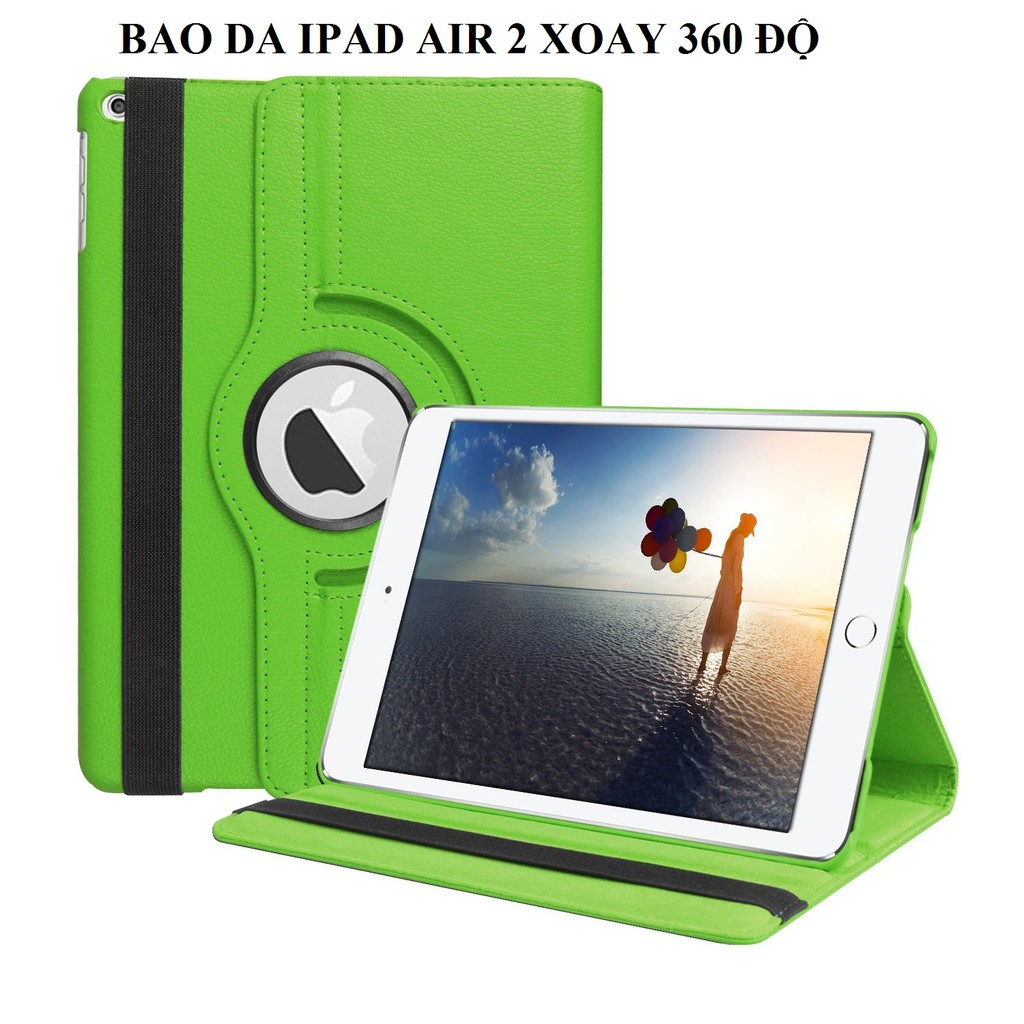 Bao da ốp lưng iPad Air 2 iPad 6 (xanh lá) xoay 360 độ