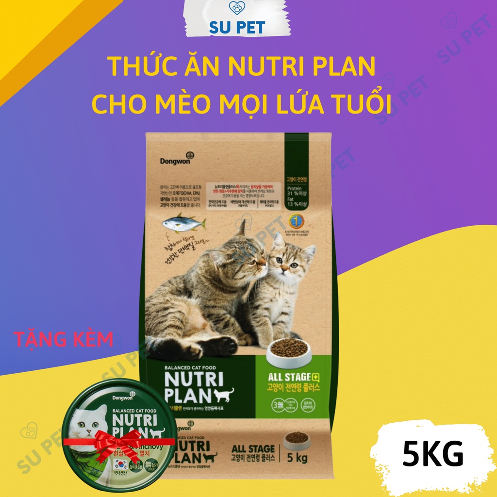 Hạt Nutri Plan cao cấp cho mèo mọi lứa tuổi 5KG - Tặng kèm 1 lon pate khi mua