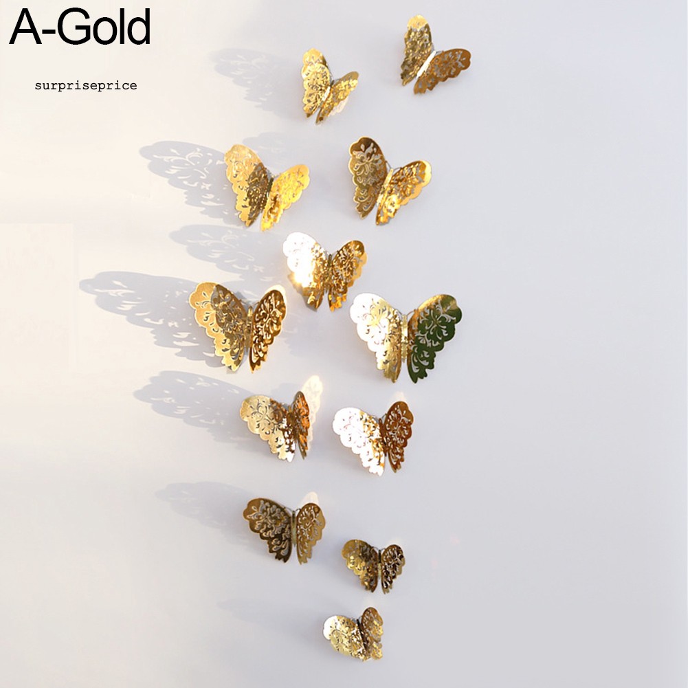 Bộ 12 miếng dán nam châm hình bướm 3D xinh xắn cho tủ lạnh