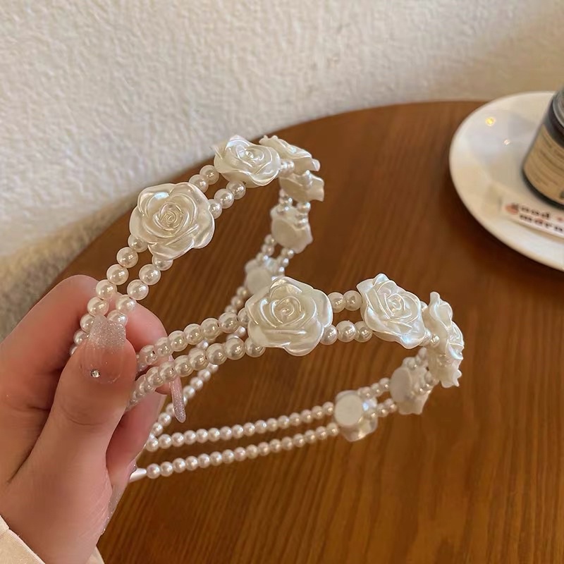 Cài tóc đính hạt hình hoa - Băng đô tóc đính hạt hình hoa