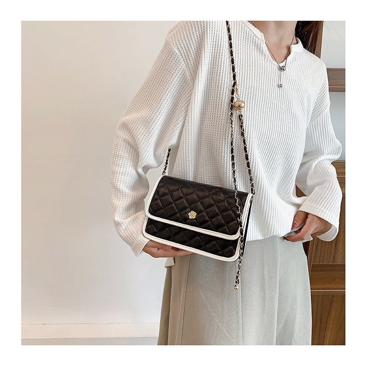 Túi Đeo JASMIN NOIR Chéo Họa Tiết Kẻ Sọc Phối Dây Xích Chần Bông Cho