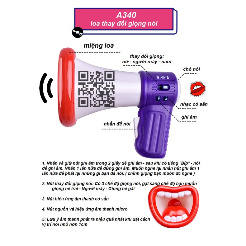 Loa thay đổi giọng nói - Đồ chơi cho bé - A340