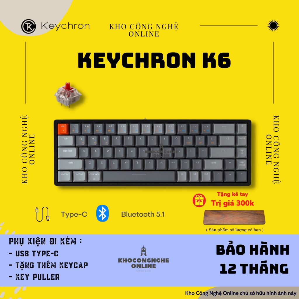 Keychron k6 Hotswap - Bàn phím cơ Keychron K6 RGB - Case nhôm