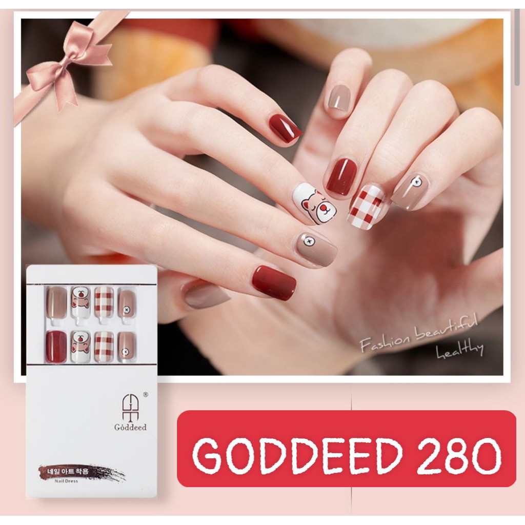 {Nailbox 280} - HỘP 30 MÓNG DÁN  GODDEED CAO CẤP HÀN QUỐC sẵn keo sau móng