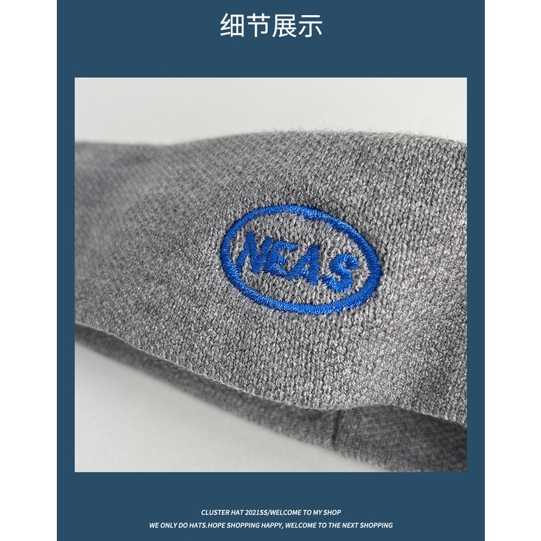 Băng đô len bản rộng in chữ phong cách Nhật Bản thời trang thu đông cho nữ