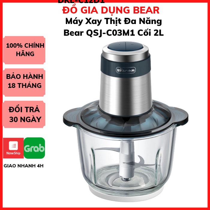 Máy Xay Thịt Đa Năng_Máy Xay Thực Phẩm-Tỏi Ớt-Rau Củ_ Bear QSJ-C03M1 2L_Cam Kết Bảo Hành Chính Hãng 18 Tháng