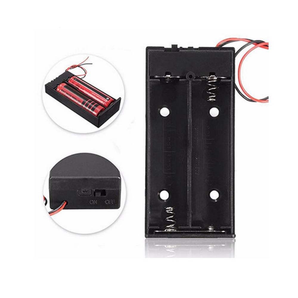 Hộp Đựng Pin 2 Ngăn Có Công Tắc On / Off Cho Pin 18650 2 Ngăn Màu Đen