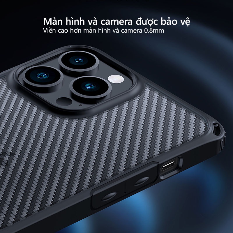 Ốp lưng XUNDD iPhone 13 Mini / 13 / 13 Pro / 13 Pro Max, TPU chống sốc, Mặt lưng vân cacbon