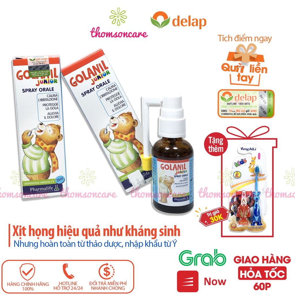 Golanil junior spray xịt họng chiết xuất từ keo ong, giảm ho, nhiệt miệng cho bé - nhập khẩu chính hãng từ Ý