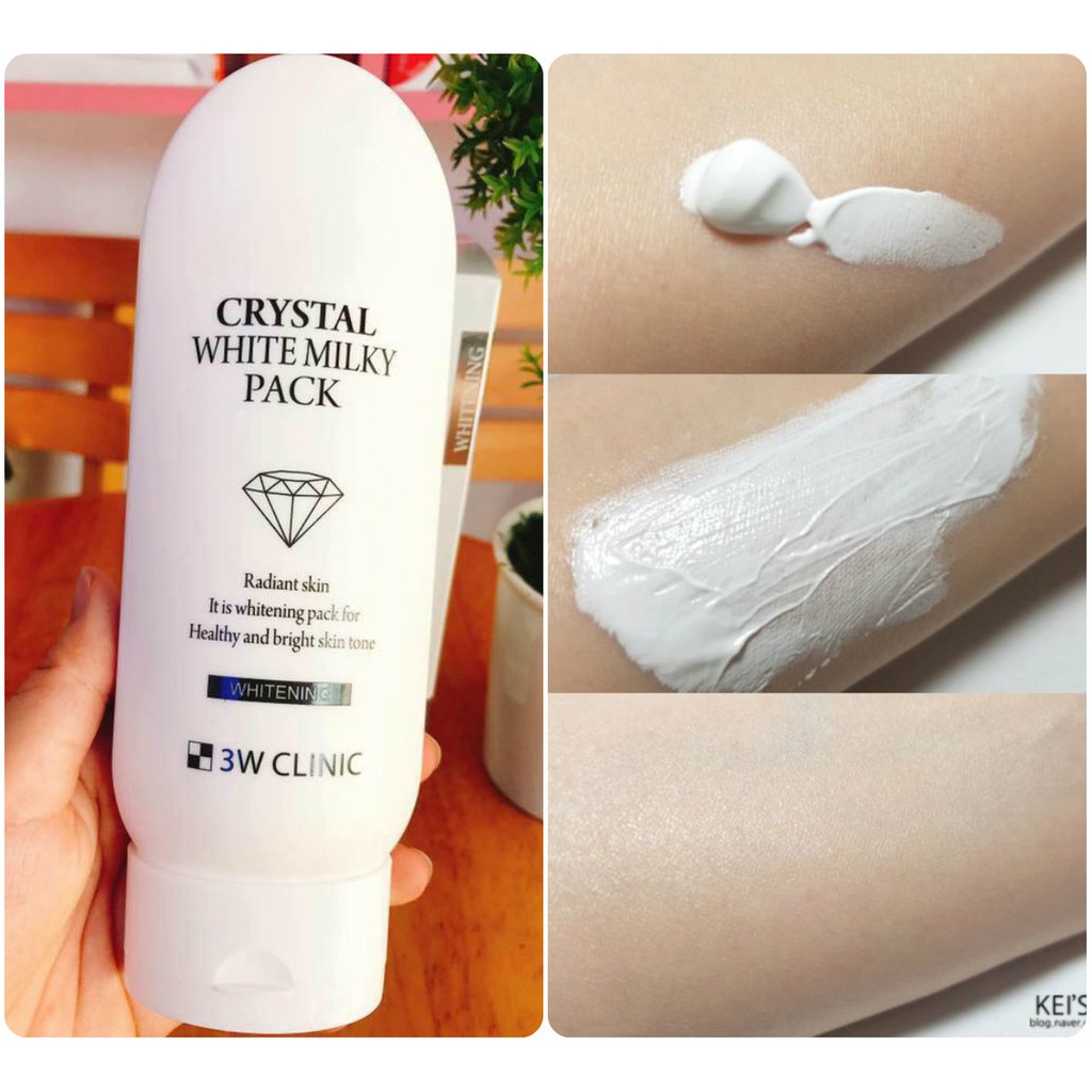 KEM KÍCH TRẮNG 3W CLINIC CRYSTAL WHITE MILKY PACK CHÍNH HÃNG