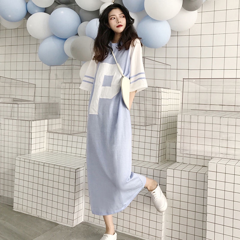 Jiashucheng Đầm Thun Ngắn Tay Dáng Rộng Plus Size Thời Trang Mùa Hè Cho Nữ