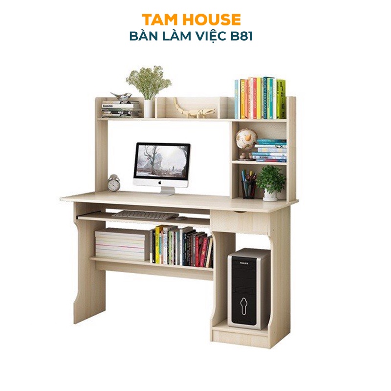 Bàn làm việc Tâm House kèm kệ sách kiểu dáng sang trọng B81