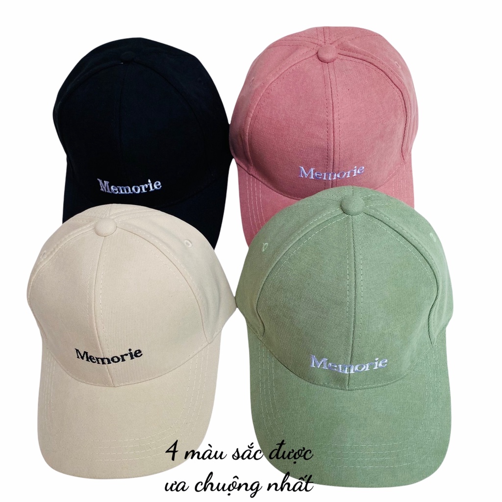 Mũ lưỡi trai nhung nón kết thêu chữ Memorie phong cách Ulzzang form unisex nam nữ cực hot