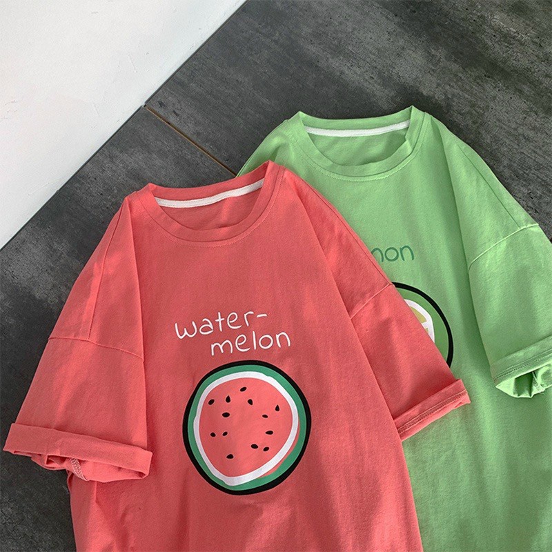 Áo thun tay lỡ form rộng unisex nam nữ mặc đều đẹp in hình miếng trái cây tươi tắn mùa hè t33   chanh NHƯ Ý