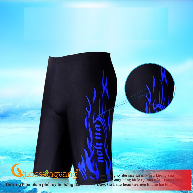 Quần bơi nam hai lớp quần nam đi biển màu đen ngọn lửa GLSWIM010 Cuocsongvang