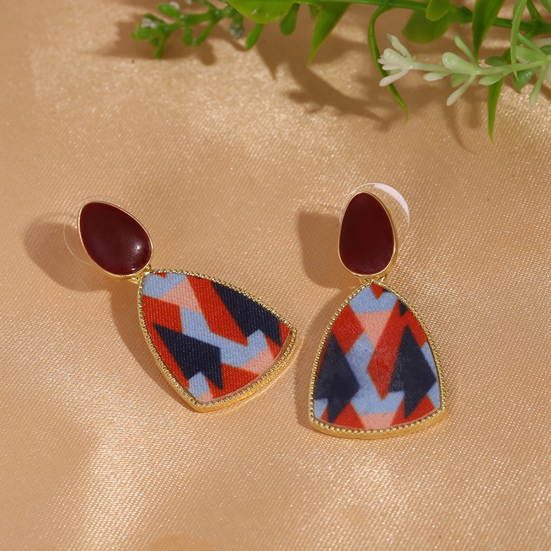 Khuyên Tai Hình Học Nhiều Màu Cổ Điển Chất Lượng Cao