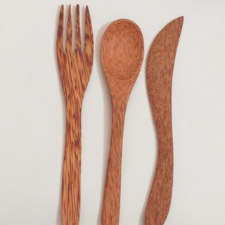 BỘ MUỖNG, NĨA, DAO GỖ DỪA 18cm