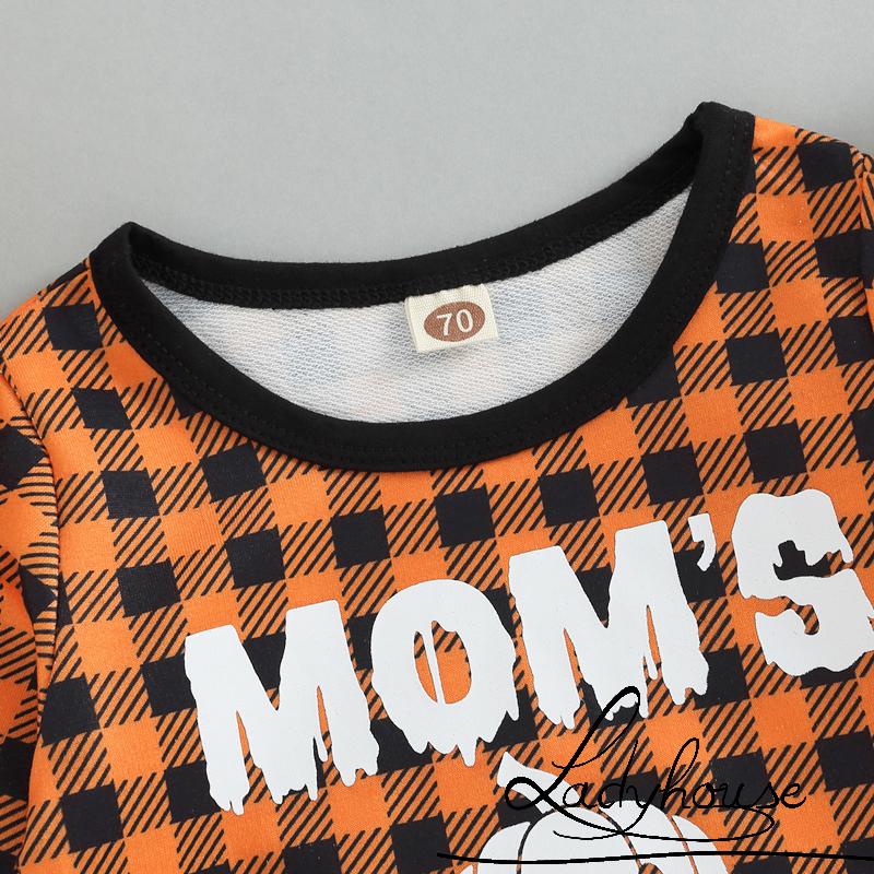 Bộ Áo Liền Quần Tay Dài Cổ Thuyền In Họa Tiết Halloween Dành Cho Bé