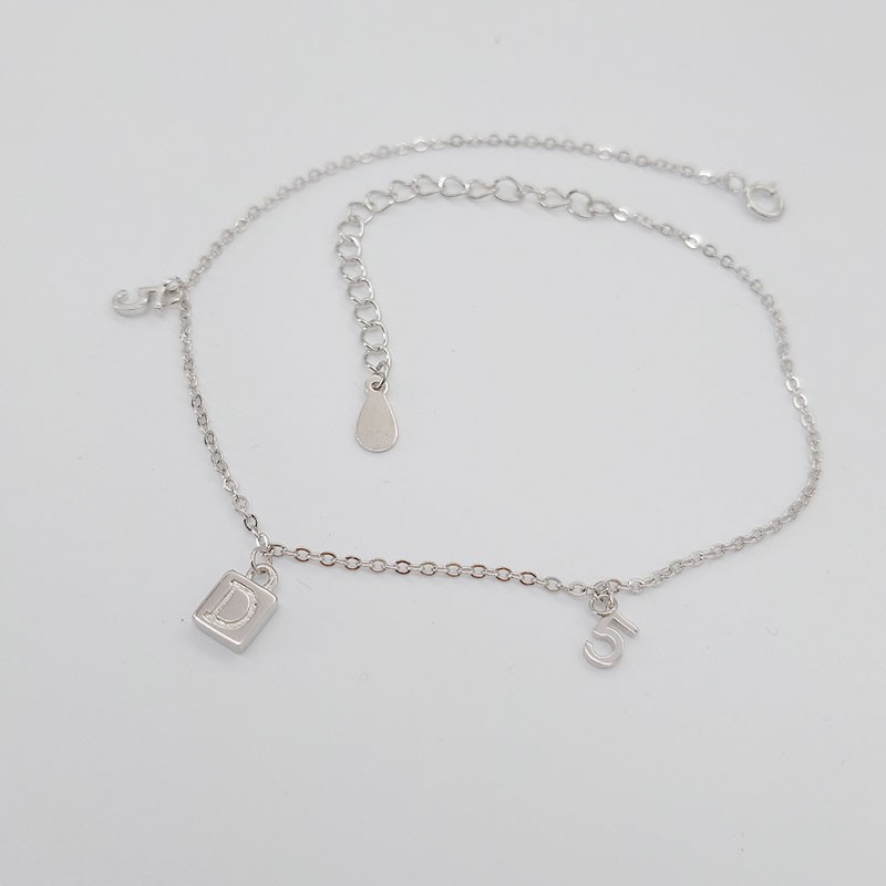 Vòng Chân Bạc Đơn Giản Cho Nữ - Thiết Kế Chữ D-5 LC1764 - Bảo Ngọc Jewelry