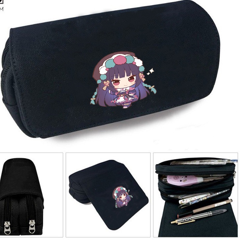 Hộp bút vải canvas khóa trắng in hình nhân vật YUNJIN game GENSHIN IMPACT chibi đi học