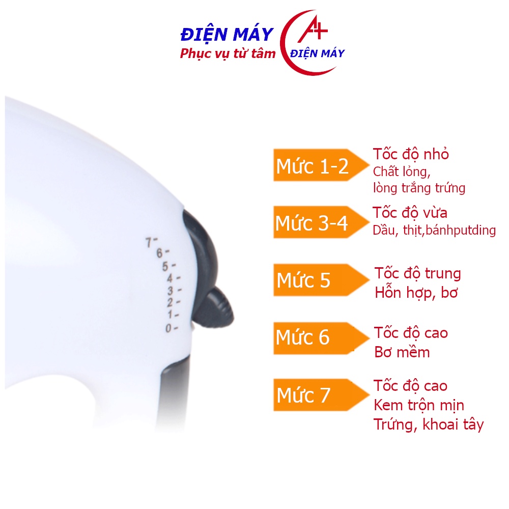 Máy Đánh Trứng Cầm Tay Mini Trộn Bột 7 Tốc Độ Công Suất 180W