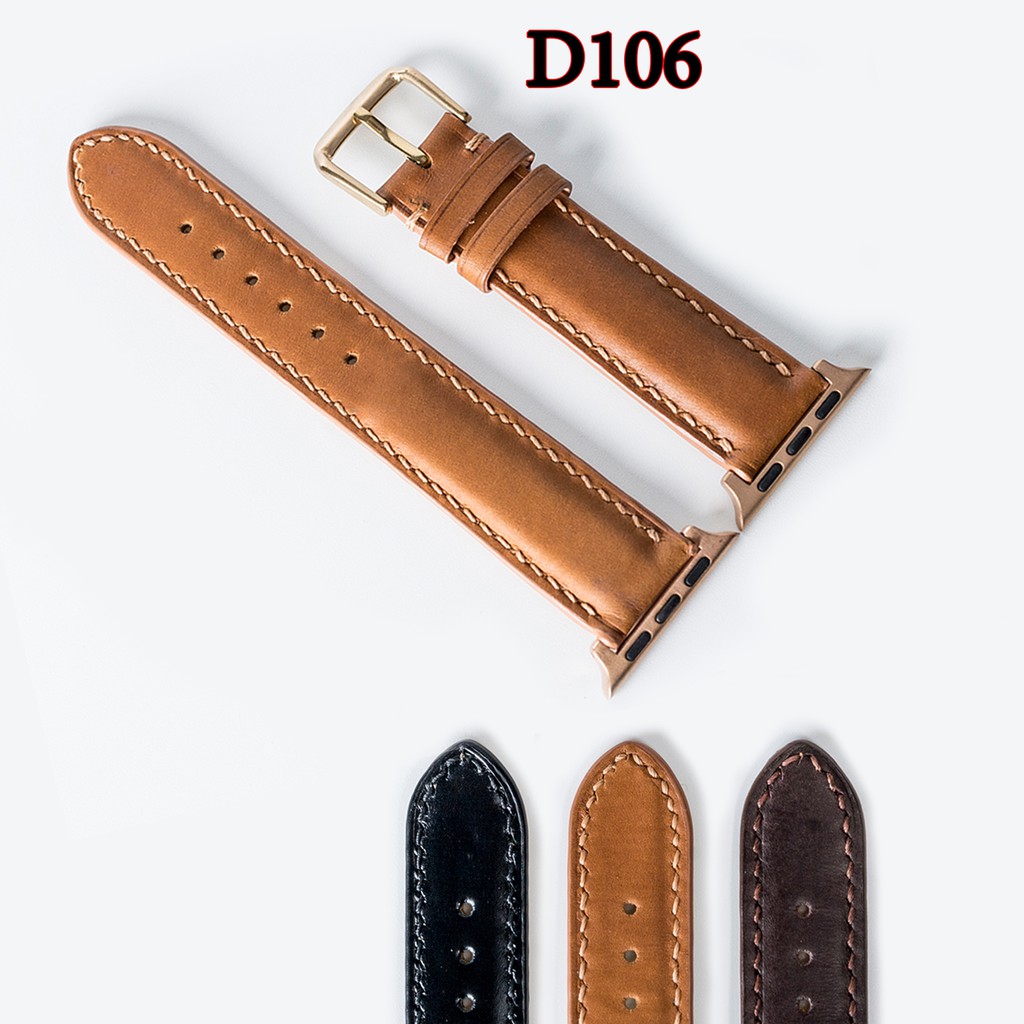 Dây apple watch da bò-khâu tay thủ công D106- dây apple watch series 3 series 4 series 5-Bụi leather