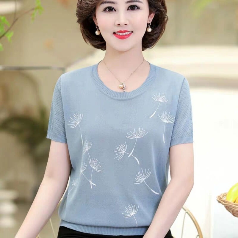 Áo thun tay ngắn dáng rộng thời trang xuân thu mới cho phụ nữ trung niên SN5782