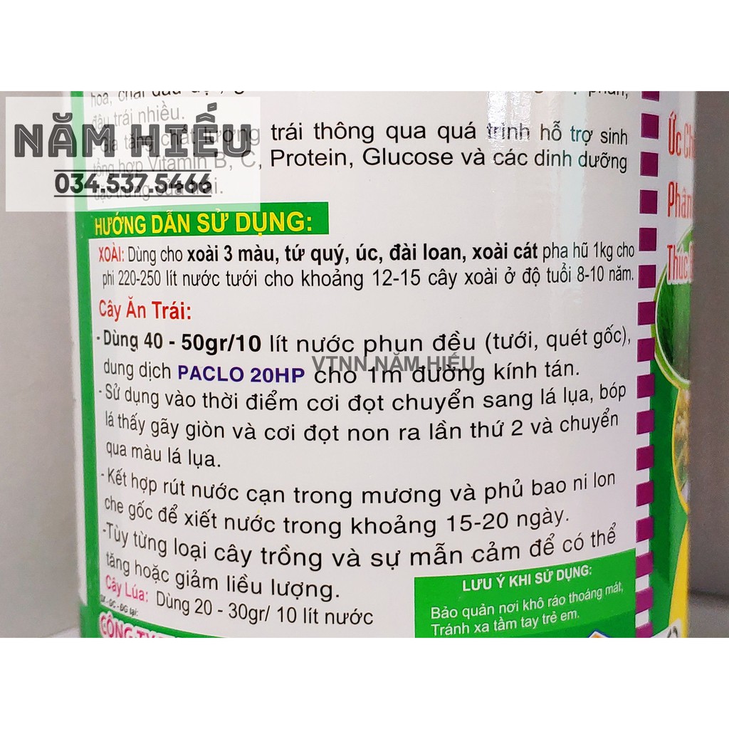 PACLO 20 - Thuốc tưới xoài kích thích Ra Hoa Trái Vụ - Hộp 1kg - Tưới xoài nhãn sầu riêng lúa (bidamin)