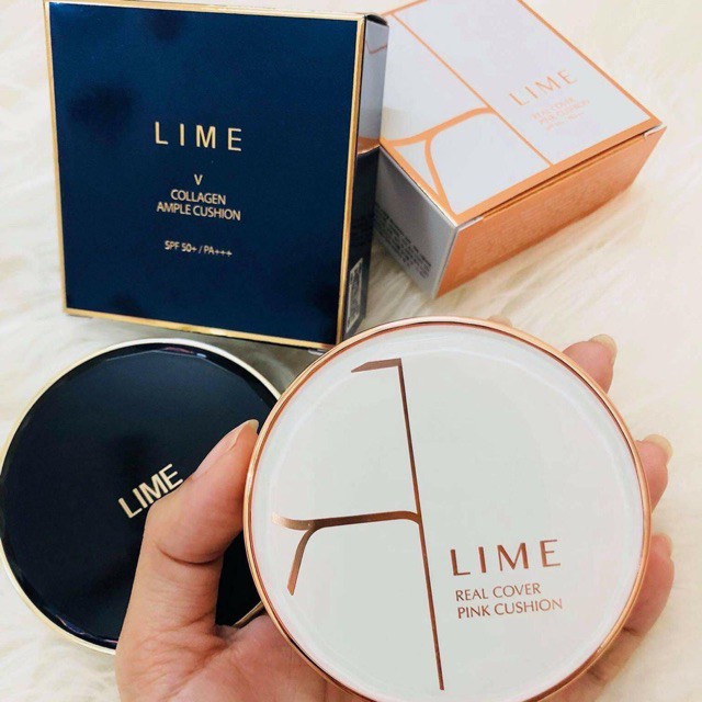 PHẤN NƯỚC LIME REAL COVER PINK CUSHION SPF50+ PA+++ (LIME V COLLAGEN) | BigBuy360 - bigbuy360.vn