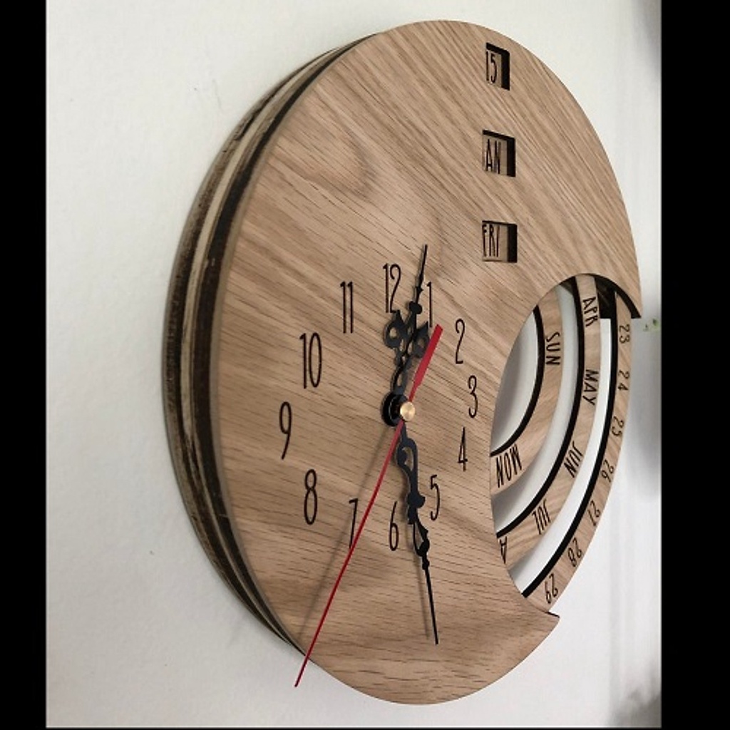 Đồng hồ gỗ treo tường chất liệu gỗ máy kim trôi thiết kế decor trang trí nhà và quán cafe