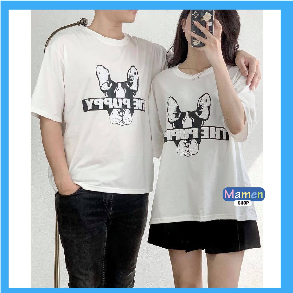 Áo thun đôi form rộng The Puppy Mamen Shop MA045, áo phông đôi oversize Unisex