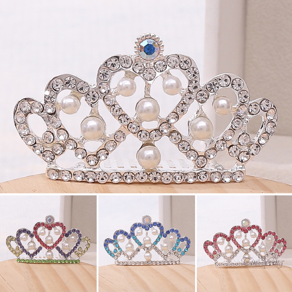 GETNOIVAS Lược Cài Tóc Hình Vương Miện Mini Chống Trượt Cho Bé Gái