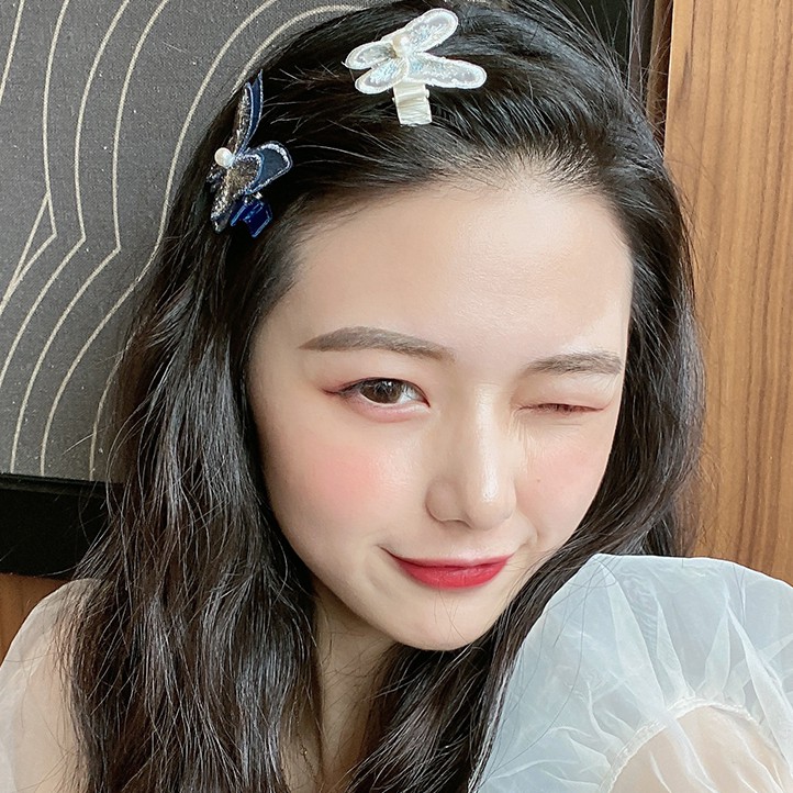 Kẹp tóc thiết kế bươm bướm xinh xắn đính ngọc trai giả thời trang