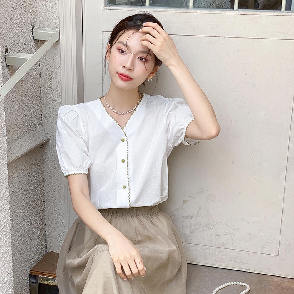 Áo Kiểu Tay Ngắn Cổ Chữ V Thời Trang Cho Nữ 50887