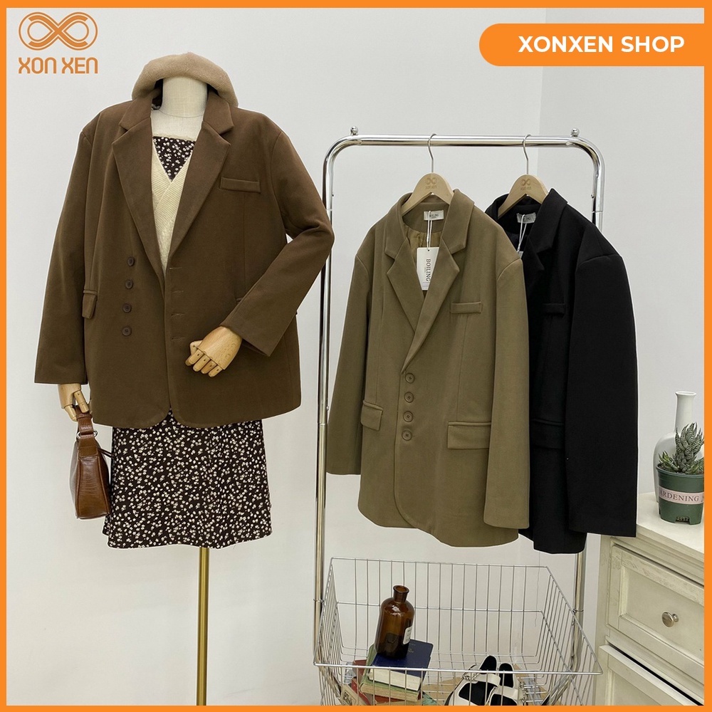 Áo khoác blazer dạ 4 nút túi nập lệch bên Xonxen 248 Lê Duẩn freesize mã 691