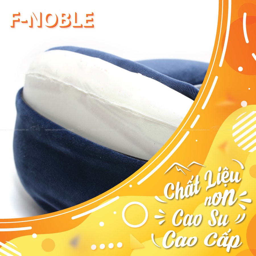 Gối Tựa Cổ Chữ U Cao Su Non Có Nón Trùm Đầu CIND F-Noble 8802 Màu Lam - Nhập Khẩu Chính Hãng