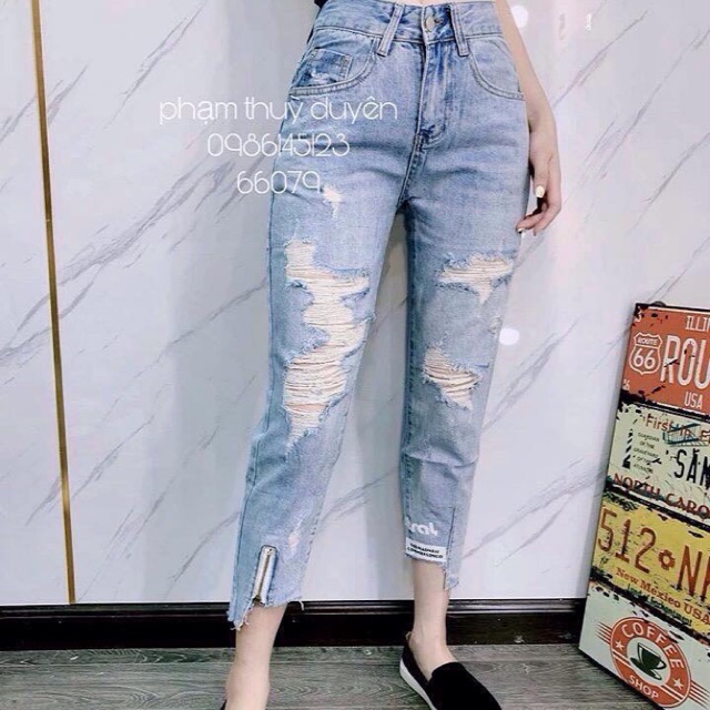 Quần bò baggy rách hot hit sale giá rẻ 150k