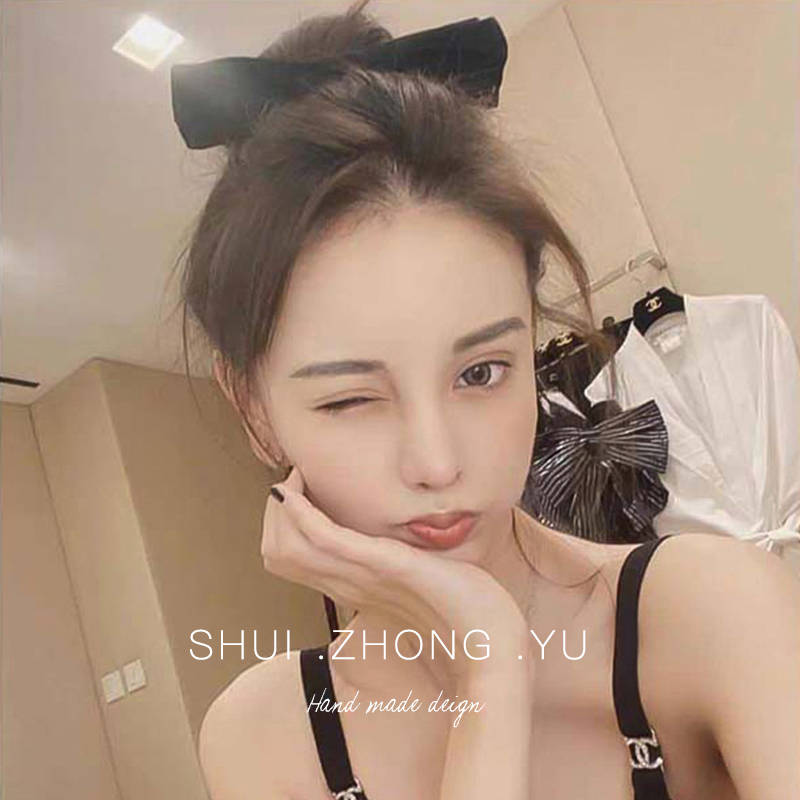 Dây buộc tóc/ kẹp tóc kiểu nơ màu đen thời trang độc đáo