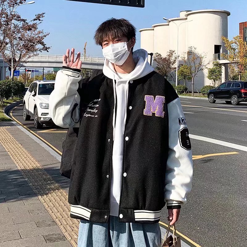Áo Khoác Bóng Chày Dáng Rộng Phong Cách Hip hop Cá Tính Cho Nam