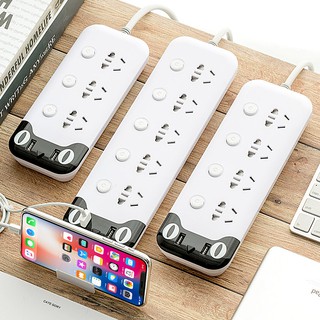 Ổ cắm điện đa năng  thông minh  3 cổng USB 5v sạc nhanh 2,3,4 ổ chịu tải 2500W dây nối dài 1,8m OCD02