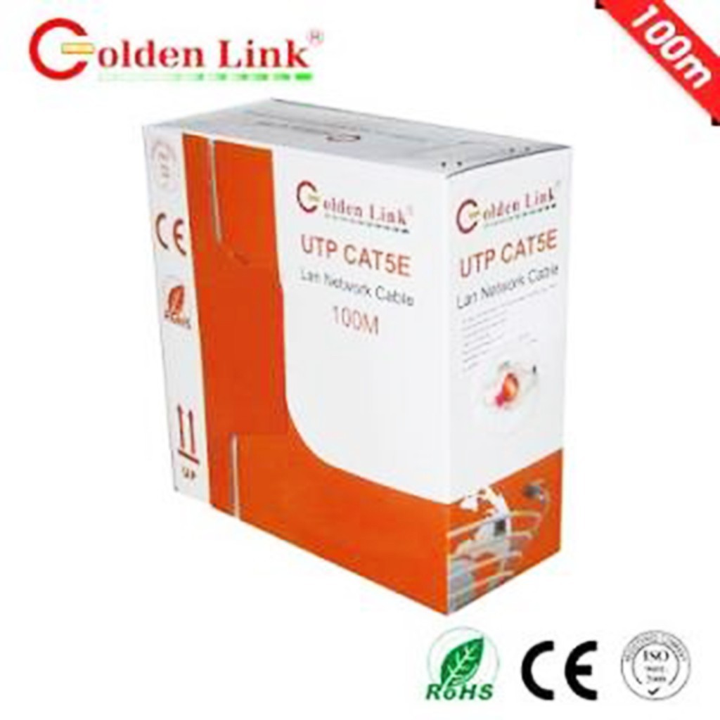 Thùng 100M cáp mạng LAN UTP CAT 5E Golden Link Platinum- (Cam)