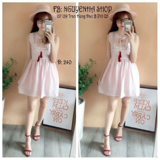 Áo đầm xòe phối thổ cẩm. Phom nhỏ 37_42kg