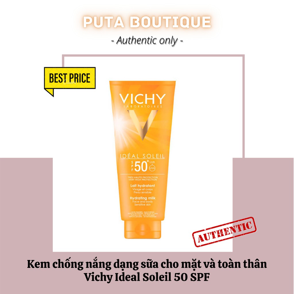 Kem chống nắng dạng sữa cho mặt và body Vichy Ideal Soleil 50 SPF tuýp to 300ml