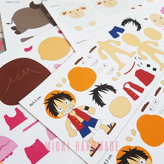 30 miếng dán, rập, khuôn hình (stickers) làm móc khóa vải nỉ