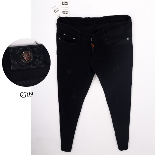 Quần jeans nam đen, quần bò ống suông ôm cao cấp vải mềm mịn hợp dáng, co giãn nhẹ, chấm sơn, rách nhẹ- QJ09/QJ30