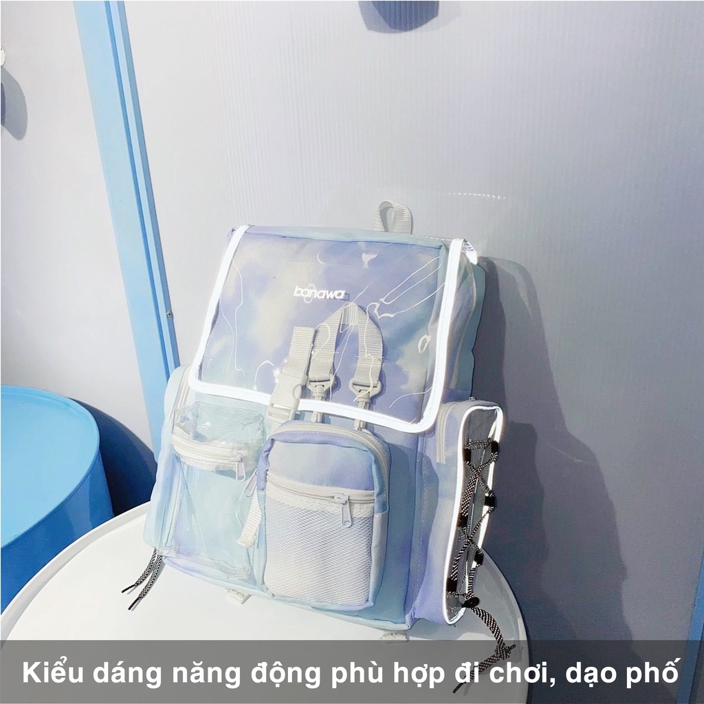 Balo Banawa đi học loang màu phản quang ZAMAC cặp đi học trong suốt nhiều ngăn ZB6