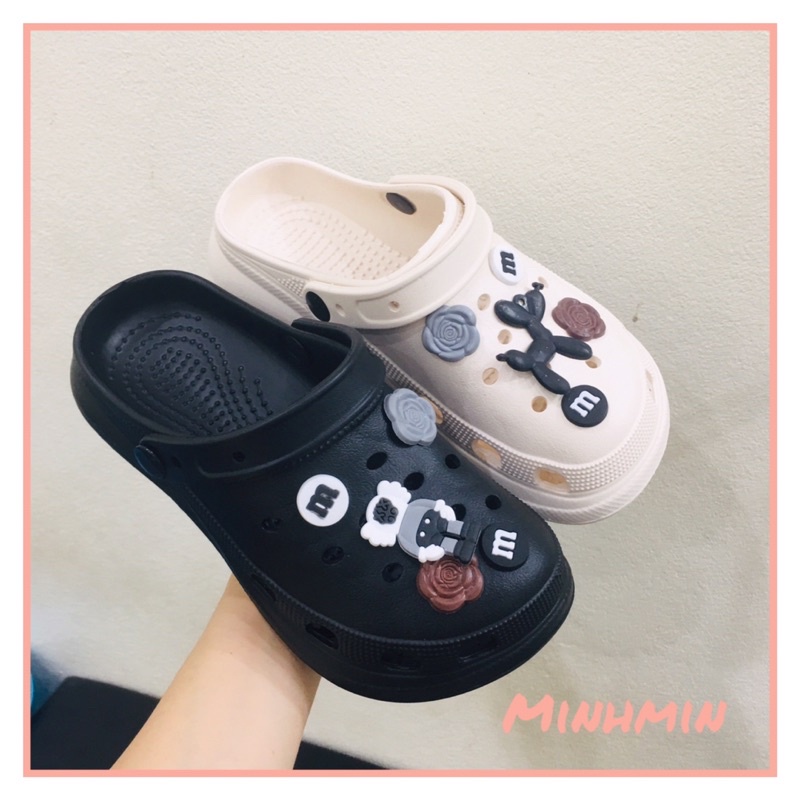 Dép Cross nữ độn đế, Dép sục nữ chất liệu EVA kèm sticker hot trend 2022