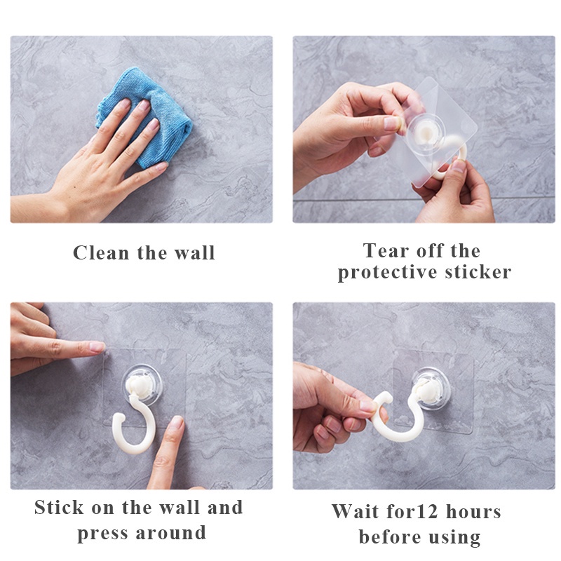 Móc treo đồ gắn tường tự dính đa chức năng xoay 360 độ không cần đóng đinh tiện dụng