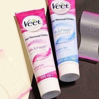 Kem tẩy lông cho da nhạy cảm veet silk & fresh technology sensitive skin 100ml