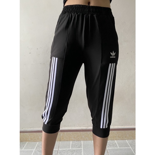 Quần jogger lửng nữ 3 sọc Das, Quần fom rộng ống bo, thun lạnh co dãn tốt